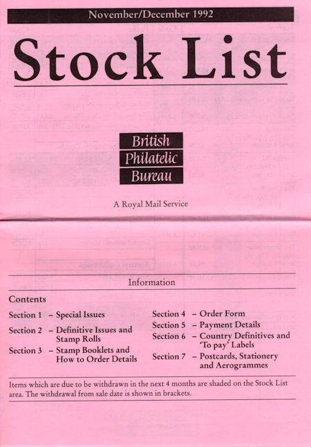 1992 Stock Lists from Collect GB Stamps