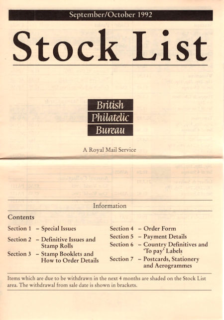 1992 Stock Lists from Collect GB Stamps