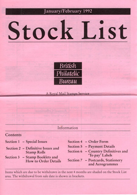 1992 Stock Lists from Collect GB Stamps