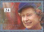 40th Anniversary of Accession 24p Stamp (1992) Queen Elizabeth and Commonwealth Emblem