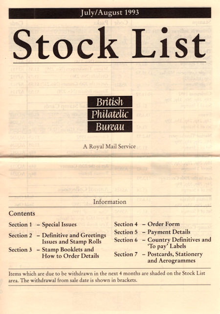 1993 Stock Lists from Collect GB Stamps
