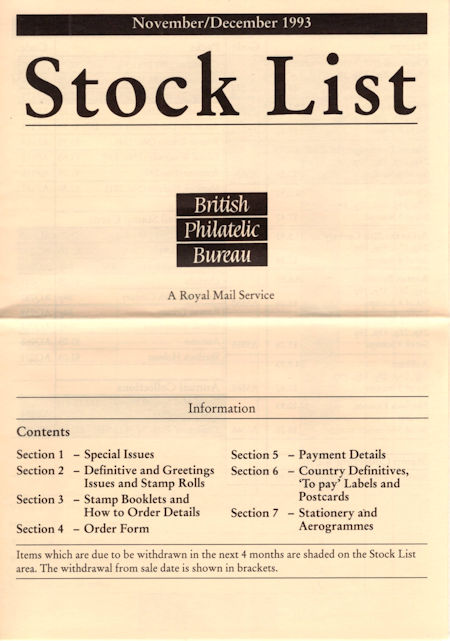 1993 Stock Lists from Collect GB Stamps