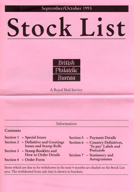 1993 Stock Lists from Collect GB Stamps