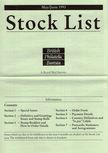 1993 Stock Lists from Collect GB Stamps