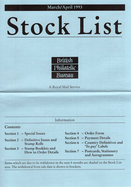 1993 Stock Lists from Collect GB Stamps