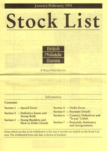1993 Stock Lists from Collect GB Stamps