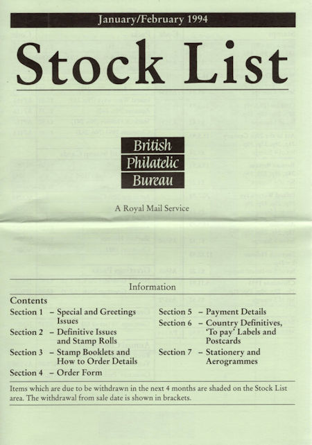 1994 Stock Lists from Collect GB Stamps