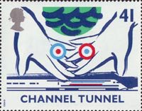 Opening of Channel Tunnel 41p Stamp (1994) Symbolic Hands over Train