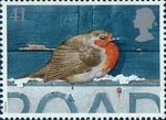 Christmas 1995 41p Stamp (1995) European Robin on Road Sign