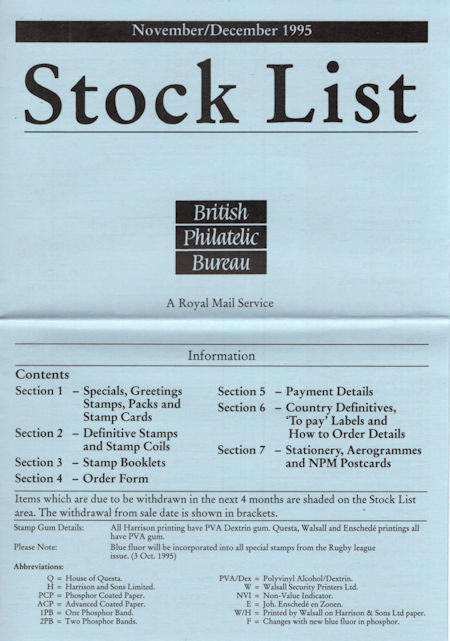 1995 Stock Lists from Collect GB Stamps