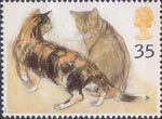 Cats 35p Stamp (1995) Kikko (tortoiseshell) and Rosie (Abyssinian)