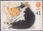Cats 41p Stamp (1995) Fred (black and white cat)