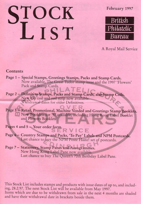 1997 Stock Lists from Collect GB Stamps