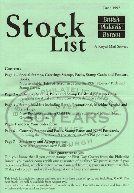 1997 Stock Lists from Collect GB Stamps