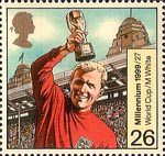 Entertainers Tale 26p Stamp (1999) Bobby Moore with World Cup ('Sport')
