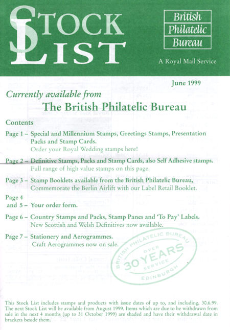 1999 Stock Lists from Collect GB Stamps