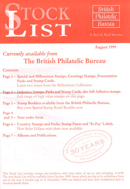 1999 Stock Lists from Collect GB Stamps