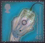 Millennium Projects (9th Series). 'Mind and Matter' 45p Stamp (2000) X-ray of Hand holding Computer Mouse (Milennium Point, Birmingham)