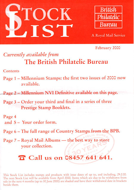 2000 Stock Lists from Collect GB Stamps
