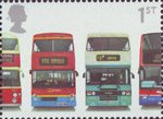 Buses : Classic British Double-Deckers 1st Stamp (2001) Daimler Fleetline CRG6LX-33, MCW Metrobus DR102/43, Leyland Olympian ONLXB/1R and Dennis Trident