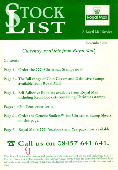 2001 Stock Lists from Collect GB Stamps