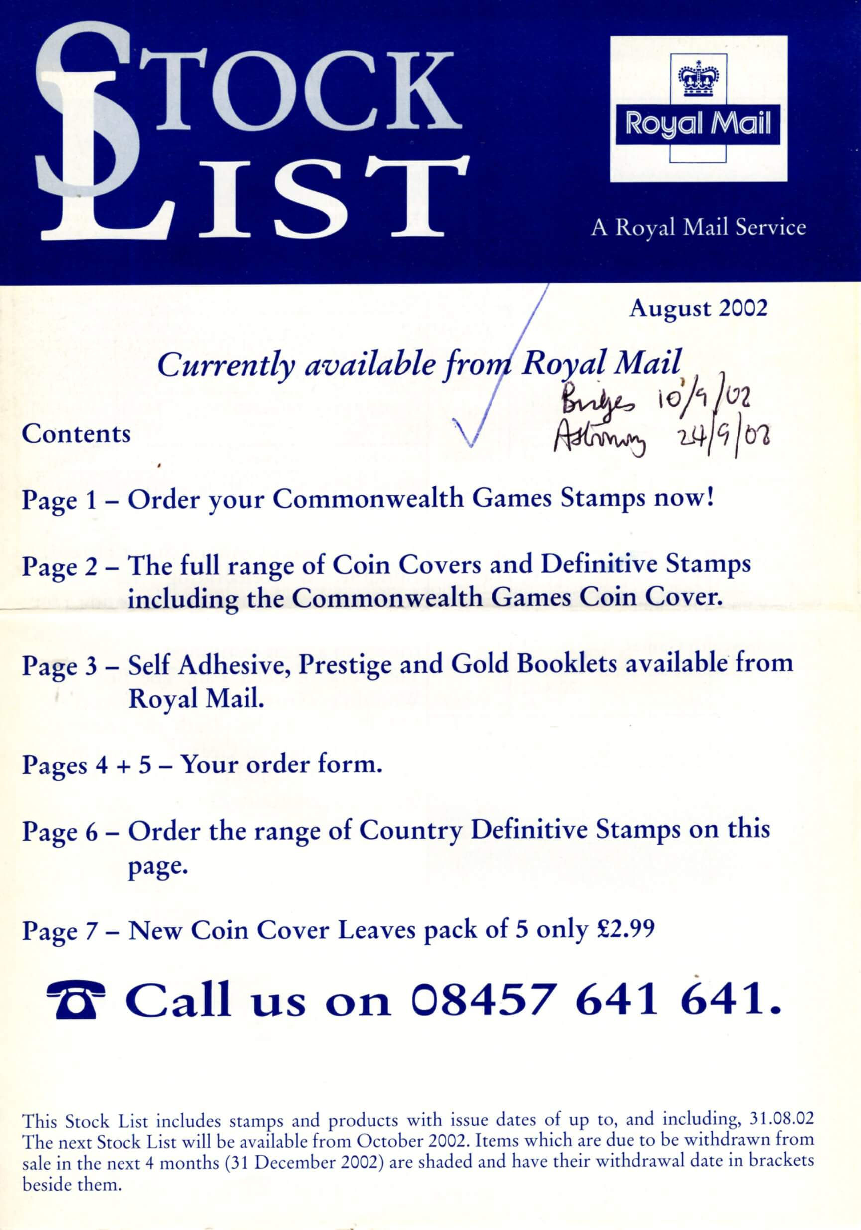 2002 Stock Lists from Collect GB Stamps