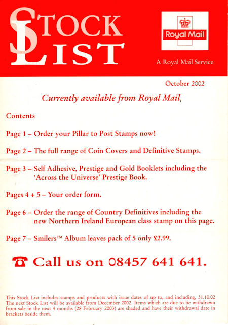 2002 Stock Lists from Collect GB Stamps