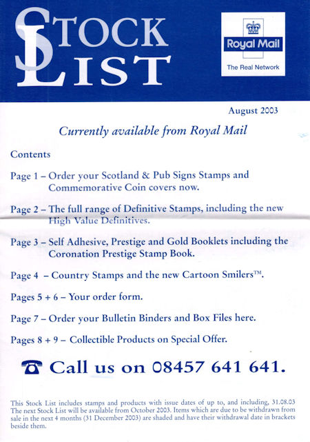 2003 Stock Lists from Collect GB Stamps