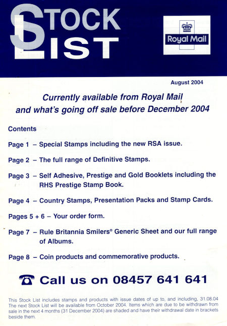 2004 Stock Lists from Collect GB Stamps