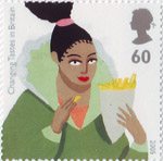 Changing Tastes in Britain 60p Stamp (2005) Woman eating Chips