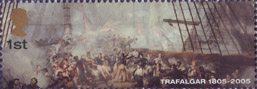 Trafalgar 1st Stamp (2005) Nelson wounded on Deck of HMS Victory