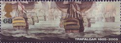 Trafalgar 68p Stamp (2005) British Fleet attacking in Two Columns