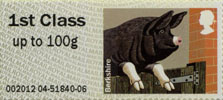 Post & Go: Pigs - British Farm Animals 2 1st Stamp (2012) Berkshire