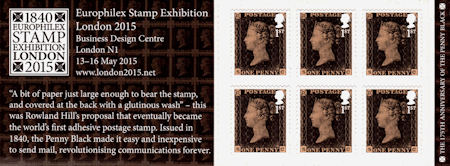 Booklet pane for The 175th Anniversary of the Penny Black (2015)