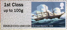 Post & Go : Royal Mail Heritage : Mail by Sea 1st Stamp (2018) SS Great Western, 1838