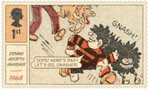 Dennis and Gnasher 1st Stamp (2021) Gnasher is adopted by Dennis, 1968