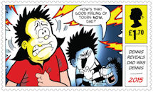 Dennis and Gnasher £1.70 Stamp (2021) Dennis father revealed to be grown-up Dennis, 2015