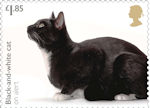 Cats £1.85 Stamp (2022) Black-and-white cat on alert