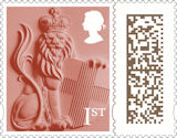 Barcoded Country Definitives 1st Stamp (2022) England Crowned Lion