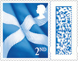 Barcoded Country Definitives 2nd Stamp (2022) Scotland Saltire