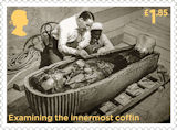 Tutankhamun £1.85 Stamp (2022) Examining the innermost coffin