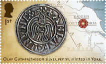 Viking Britain 1st Stamp (2024) Olaf Guthfrithsson silver penny, minted in York