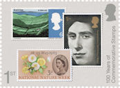 100 Years of Commemorative Stamps 1st Stamp (2024) Landscapes, Investiture of HRH The Prince of Wales, National Nature Week