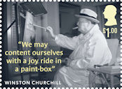 Sir Winston Churchill £1.00 Stamp (2024) Painting at Miami Beach, Florida, 1946