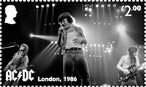 AC/DC £2.00 Stamp (2025) AC/DC performing during the Fly on the Wall Tour, London, UK, 1986