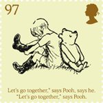 Childrens Books - Winnie The Pooh 97p Stamp (2010) Christopher Robin pulls on his Wellingtons