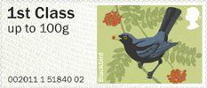 Post & Go - Birds of Britain II 1st Stamp (2011) Blackbird