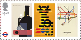 London Underground £1.28 Stamp (2013) London Underground Posters - The London Transport Collection, London Zoo and the Tate Gallery by Tube