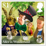 Alice in Wonderland 81p Stamp (2015) A Mad Tea-Party