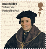 Royal Mail 500 1st Stamp (2016) Sir Brian Tuke, master of the Posts